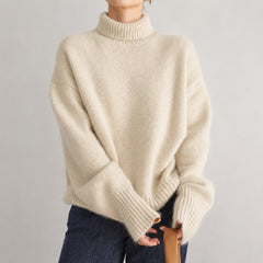 Lea - Komfortabler Rollkragenpullover für Damen in Beige