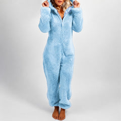 Jasmine - Bequemer Damen-Kapuzen-Overall in Hellblau