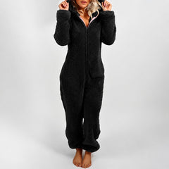 Jasmine - Bequemer Damen-Kapuzen-Overall in Schwarz