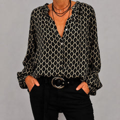 Zara - Locker sitzende Bluse mit V-Ausschnitt in Schwarz