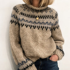 Oona - Komfortabler isländischer Rollkragenpullover in Taupe