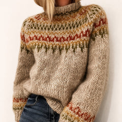 Oona - Komfortabler isländischer Rollkragenpullover in Khaki