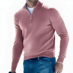 Ralph - Bequemer Herrenpullover mit Reißverschluss in Pink