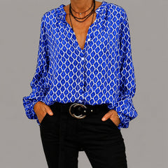 Zara - Locker sitzende Bluse mit V-Ausschnitt in Blau