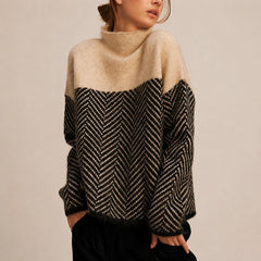 Yancy - Modischer, dicker Damenpullover in Beige