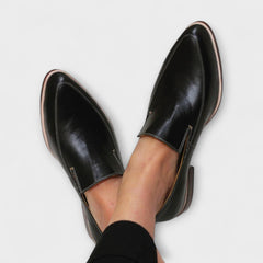 Adelgund | Bequeme Leder Loafer in Schwarz