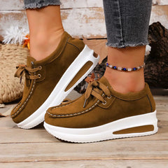 Adeline | Damen Plateau Schnürsneaker in Braun