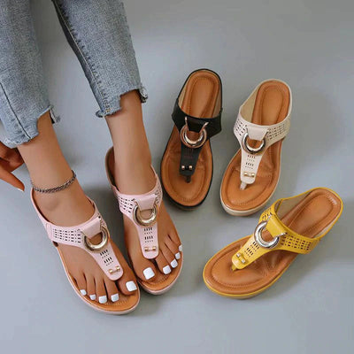 Alberte – Sommer-Keilabsatzschuhe – Offene Zehenpartie