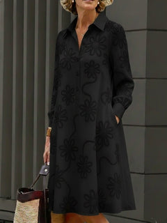 Sirelin - Softtouch-Midi-Hemdblusenkleid in Schwarz