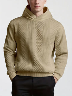 Karah - Langärmeliger Strick Kapuzenpullover in Khaki
