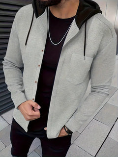 Johnathan – Lässige Kapuzen Jacke Mit Tasche in Grau