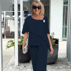 Beatrix | Damen Elegantes 2-Teiliges Kleid Set Formal – Formelles Kleid Set 2026 in Marineblau