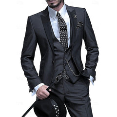 Antonio | 3-teiliges Leinenset für Herren – Blazer, Weste & Hose in Schwarz