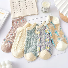 Hannah | Vintage Socken in Gemischte Farbe - 5 Paare in Braun