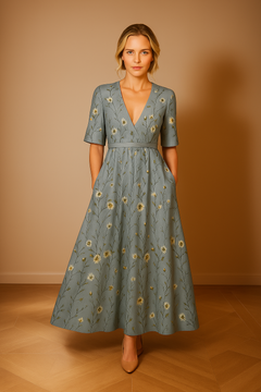 Annemarie® | Kleid mit Blumendruck in Grau