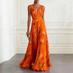 Agathe | Stilvolles Langes Maxikleid in Orange
