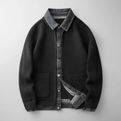 Albert | Herren Strickjacke mit Kragen in Schwarz