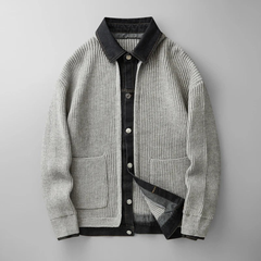 Albert | Herren Strickjacke mit Kragen in Grau