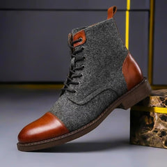 Alexander | Herren Winterstiefel Leder Wolle in Cognacbraun