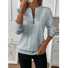 Alice | Strickpullover mit Reißverschluss in Grau