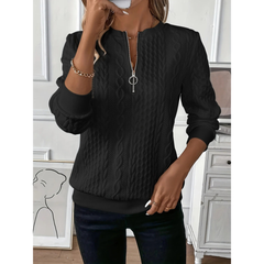 Alice | Strickpullover mit Reißverschluss in Schwarz
