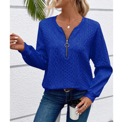 Alice | Strickpullover mit Reißverschluss in Blau