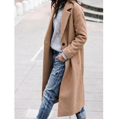 Alma | Klassischer Trenchcoat mit Knopfleiste in Khaki