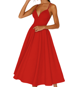 Amalia | A-Linien Midikleid für Feste in Rot