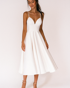 Amalia | A-Linien Midikleid für Feste in Weiß