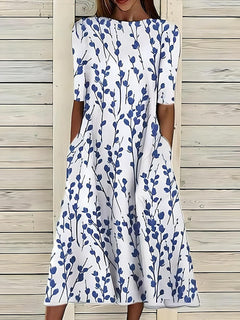 Xylara - Florales Midikleid mit Soft-Touch in Blau