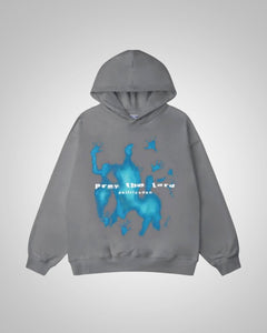 Andrew| Herren Oversized Bedruckter Hoodie in Grau