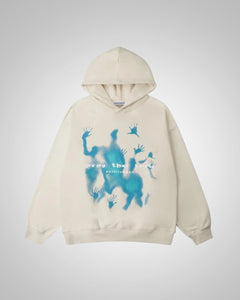 Andrew| Herren Oversized Bedruckter Hoodie in Beige