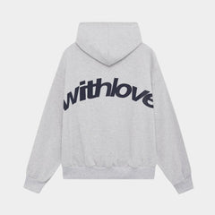Angelika | Damen Oversized Bedruckter Kapuzenpullover in Grau