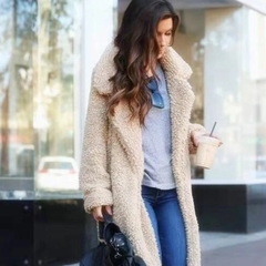 Anneliese | Warme Teddy Winterjacke in Aprikose
