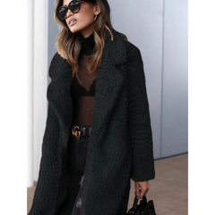 Anneliese | Warme Teddy Winterjacke in Schwarz