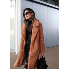 Anneliese | Warme Teddy Winterjacke in Schokoladenbraun