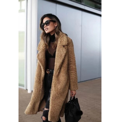 Anneliese | Warme Teddy Winterjacke in Kamelbraun
