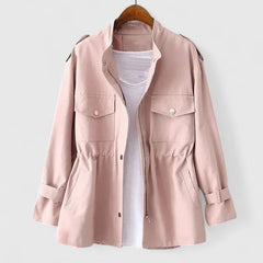 Annika | Damen Eleganter Reißverschluss Mantel in Rosa