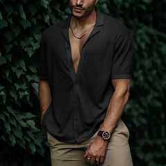 Anselm | Herren Sommerhemd modern geschnitten in Schwarz