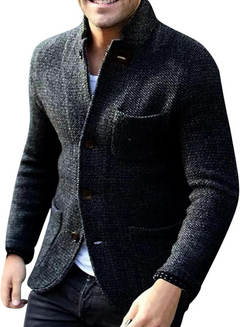 Anspruchsvolle Strickjacke für Herren | Warmer in Schwarz