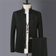 Anton | Herren Mandarin Jacke mit Stehkragen in Schwarz