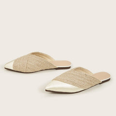 Marlene® | Hausschuhe aus gewebtem Satin in Beige