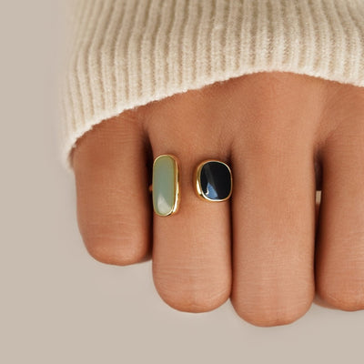 Umkrempelter Ring mit Aquamarin
