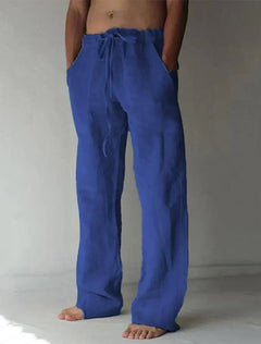 Arthur | Herren Weite Leinen Baggyhose in Dunkelblau