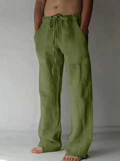 Arthur | Herren Weite Leinen Baggyhose in Grün