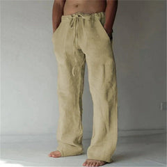 Arthur | Herren Weite Leinen Baggyhose in Khaki