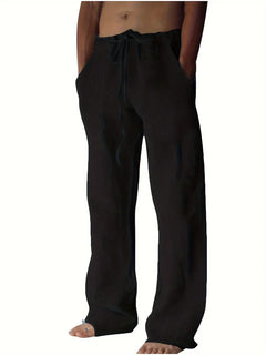 Arthur | Herren Weite Leinen Baggyhose in Schwarz