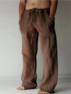 Arthur | Herren Weite Leinen Baggyhose in Braun