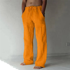 Arthur | Herren Weite Leinen Baggyhose in Gelb