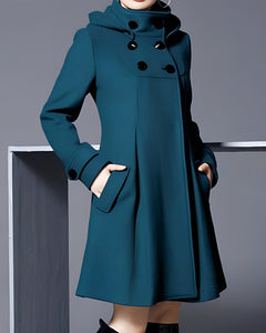 Elegante Mantel Parka mit Kapuze in Grün